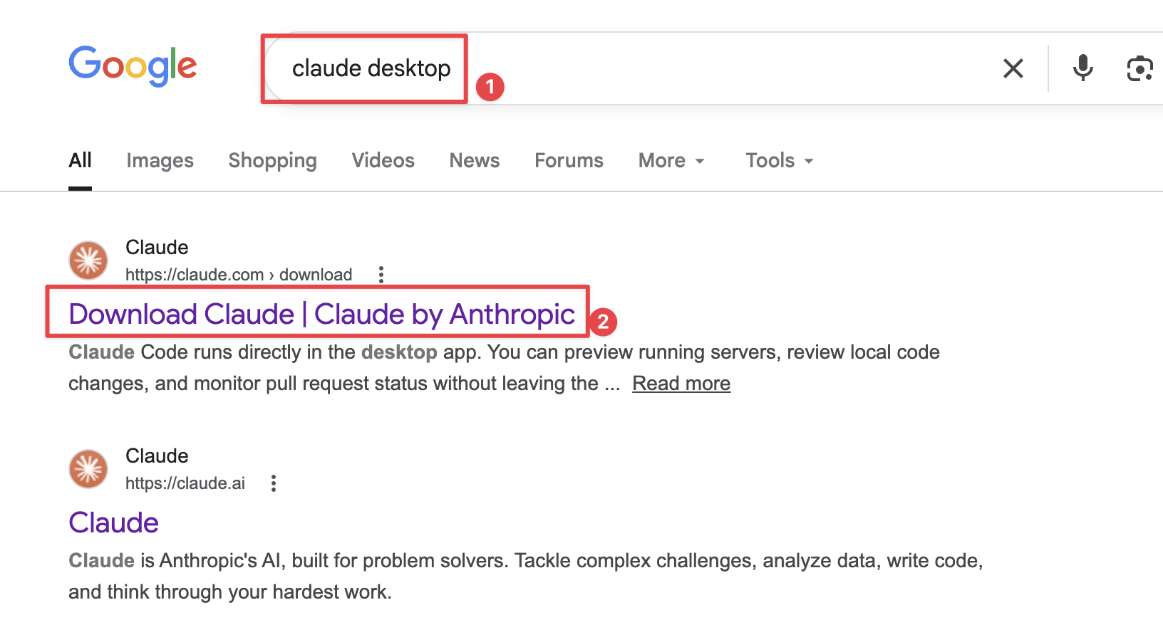 搜尋 Claude Desktop